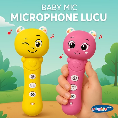 COD Cotton BABY MIC Newbietech Mainan Microphone Record Karaoke Mikrofon Lampu Musik Anak Perlengkapan Hadiah Kado
