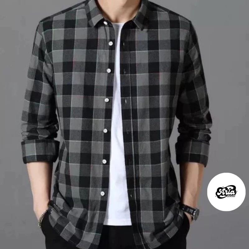 Kemeja Pria Lengan Panjang Premium Baju Kemeja Flanel Cowok Cewek Distro Motif Kotak / Hem Cowo Kekinian [EX4SV]