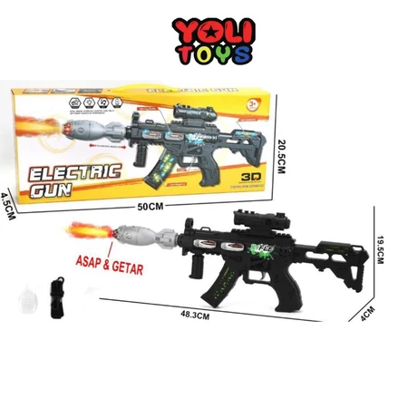 Yoli Toys - Mainan Anak Electric Gun Rifle 3D lighting Dan Asap Mainan Pistol Plastik Bisa Bergetar Dan Ada Lampu Dan suara