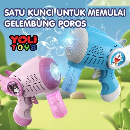 Yoli Toys - Mainan Anak Mesin Gelembung Elektrik Bubble Gun Sup Bubble Wings Sanrio Ada Efek Lampu Warna Warni Doraemon Lucu