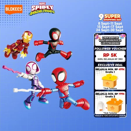 BLOKEES Mainan Marvel Spiderman Ironman Perter Parker Toys- Precool Spidey and his friends | Plastic Model Action Figure Mainan