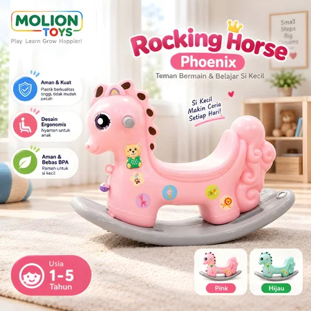 Kuda-Kudaan Musik Anak MOLION TOYS M1005 – Rocking Horse Jungkat-Jungkit Usia 1–6 Tahun