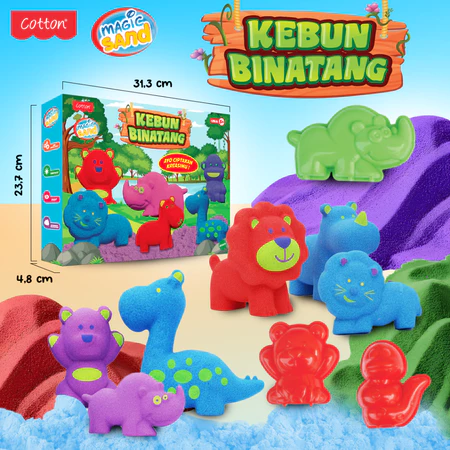 MAGIC SAND KEBUN BINATANG - Mainan Pasir Ajaib Satu Set Cetakan dan Pasir - Mainan Edukasi Anak