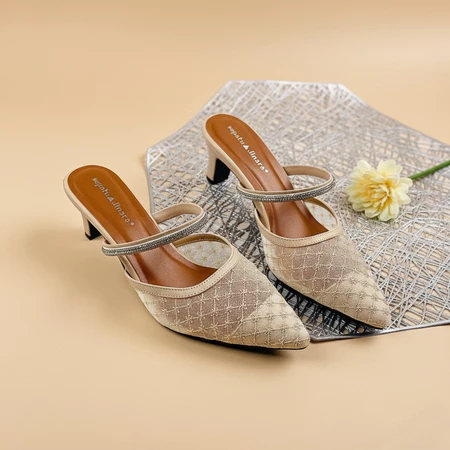 Sepatu Wanita Murah Dinara Prada Sandal Pesta Wanita Mules Heels 5 Cm