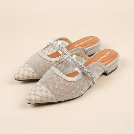 Sepatu Wanita Murah Dinara Monique - Sandal Pesta Pesta Slip On Mules Heels 2 Cm