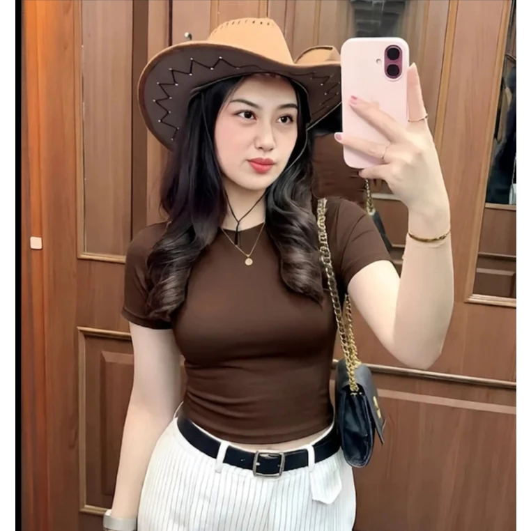 Baju Crop Top Wanita Murah//kaos Crop Top lengan pendek polos
